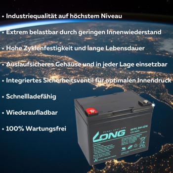Kung Long Akku 12V 34Ah Pb Batterie Bleigel